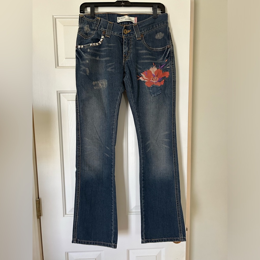 Levis Embellished Low Rise Jeans, Sz 5